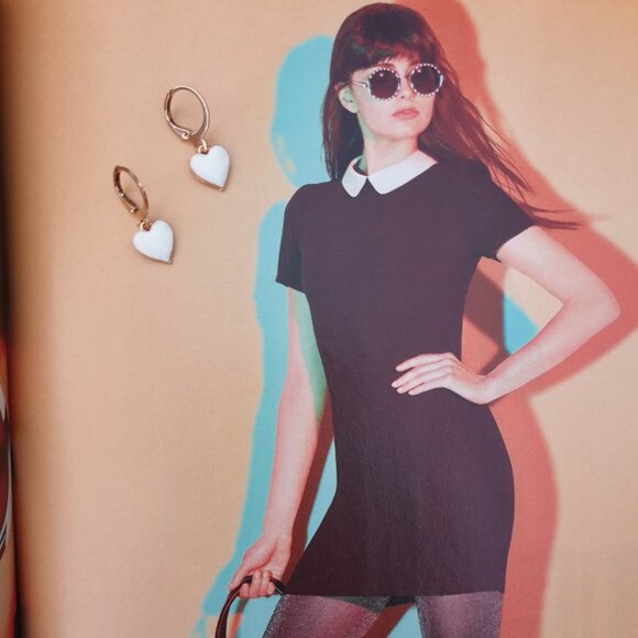 Heart Gold White Dangle Earrings Charm Women Fashion Casual Formal Jewelry Gift - Picture 2 of 3